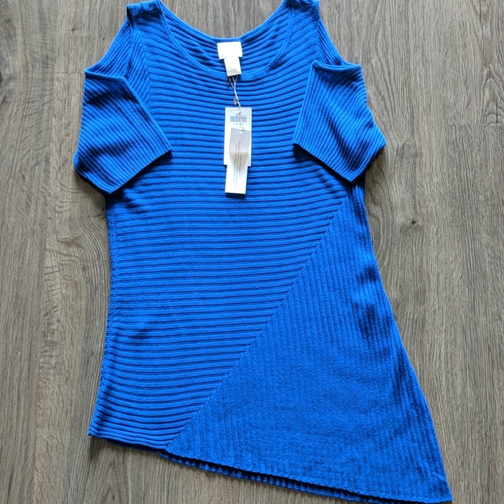 Ribbed Cold Shoulder Bias Cut Top - Chico's 0